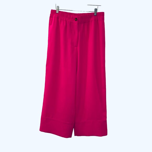 J. Crew Pants - J. Crew Bright Pink Wide Leg Cropped Trousers Size 10